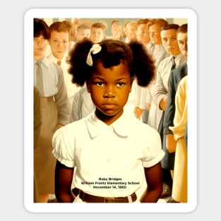 Black History Month: Ruby Bridges, William Frantz Elementary School November 14, 1960 on a Dark Background Sticker